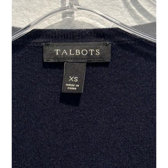 Talbots Size XS Open Front Open Cardigan Navy Pink Heart On Back Valentines Boho - Picture 6 of 7